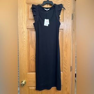 Ribbed Black Midi Dress